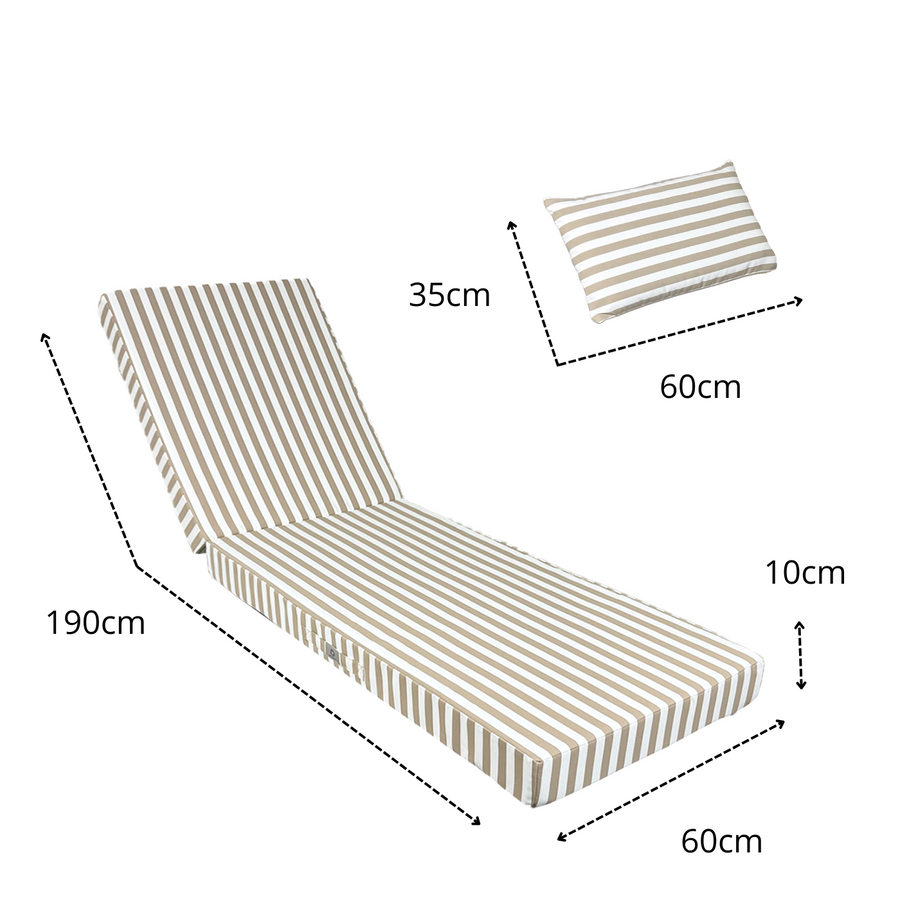 Materassino Sdraio Premium 190x60 Riga Beige, imbottitura in schiuma ad alta densità