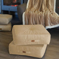 Set di 2 Pouf in Velluto XL 54x54 Crema - Spesso 18cm (Gran Comfort)