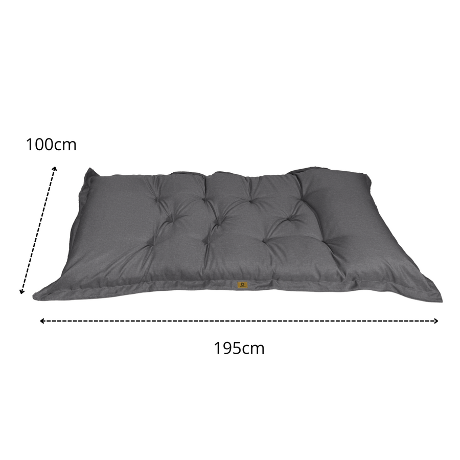 Futon da Pavimento XXL Effetto Lino 195x100 Grigio Chiné, per interno, esterno e campeggio