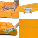 Ensemble de coussins capitonnés jaunes 50x50 cm, épais 15 cm et moelleux pour fauteuils et canapés, Deco-arts.fr