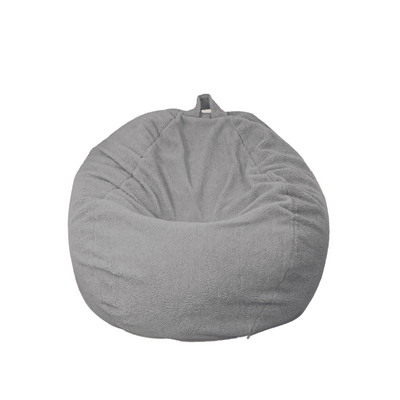 Pouf poire XL d'intérieur en tissu sherpa - 110x120 cm - Gris clair - Deco-arts.fr