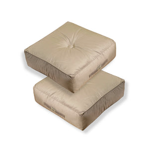 Set di 2 Pouf in Velluto XL 54x54 Grigio Chiaro - Spesso 18cm (Gran Comfort)