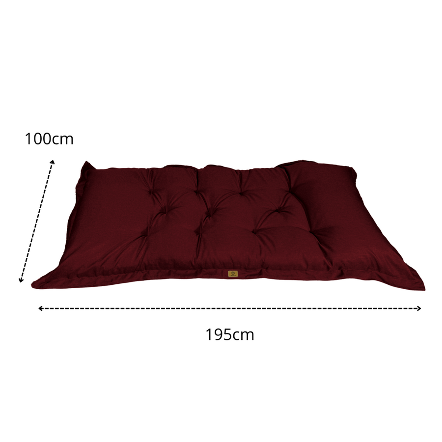 Futon da Pavimento XXL Effetto Lino 195x100 Prugna, per interno, esterno e campeggio