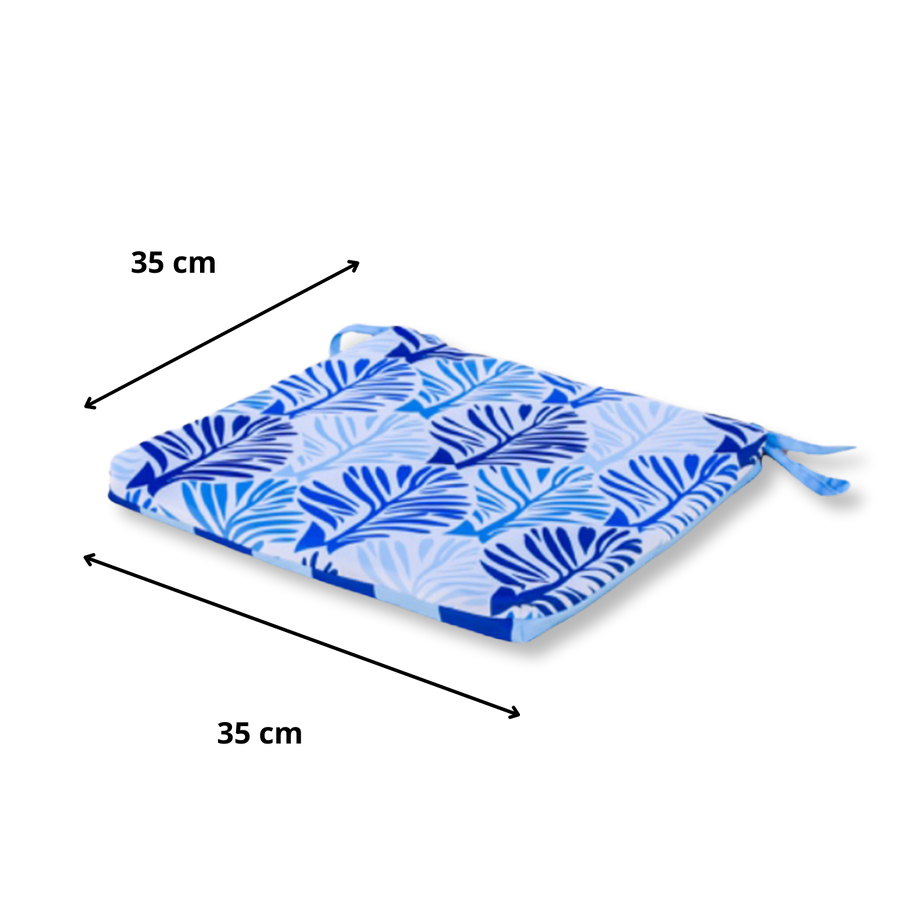 Set di 4 Cuscini per Sedia 35x35 Motivo Fogliame Blu – foto 5