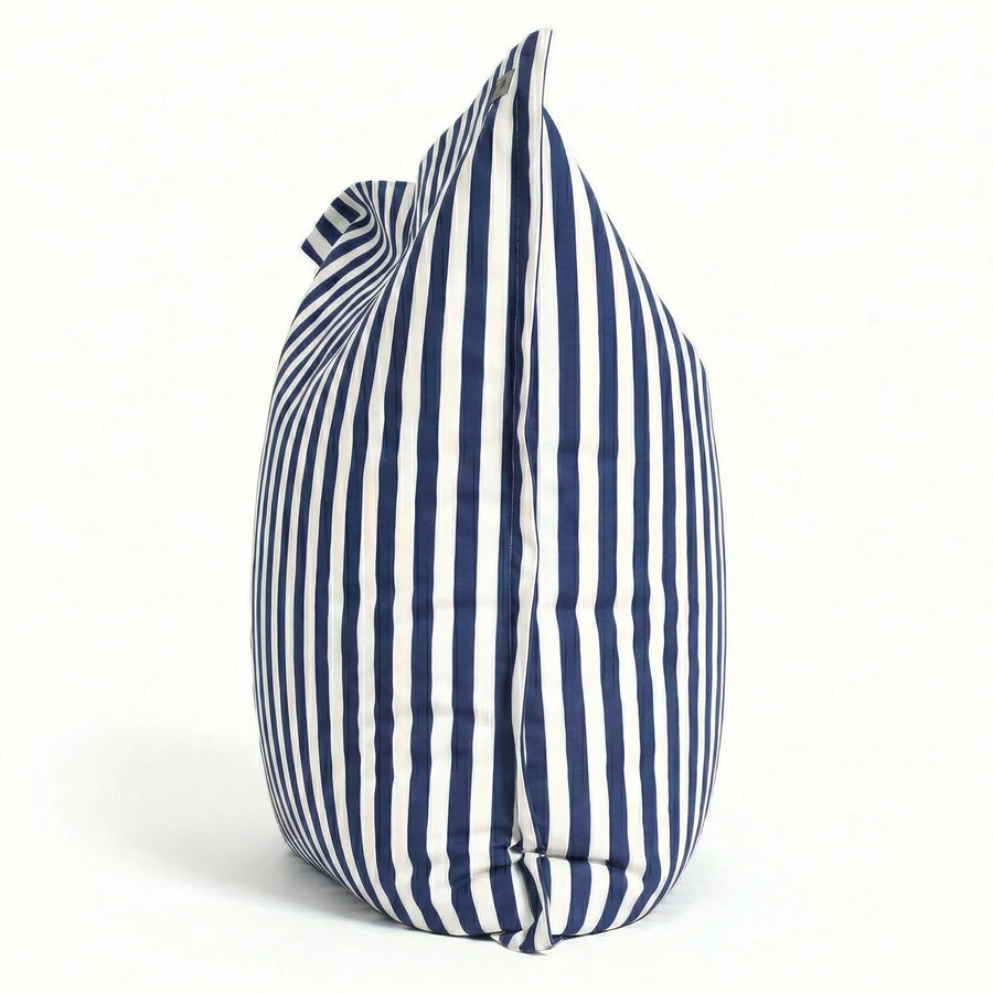 Fodera per Pouf Gigante XXL 180x140 Righe Blu Navy, tessuto in poliestere a righe 270 g