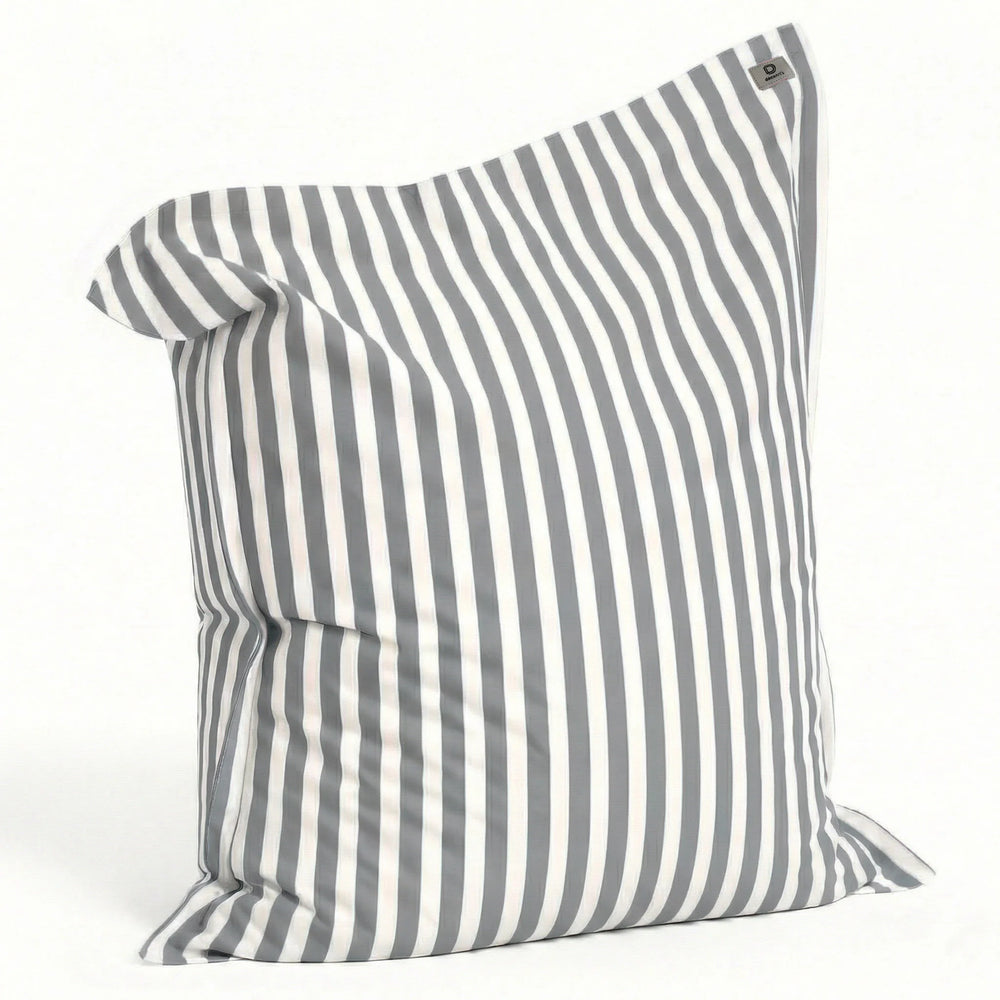 Pouf Gigante XXL 180x140 Righe Grigio Chiaro, tessuto in poliestere a righe 270 g