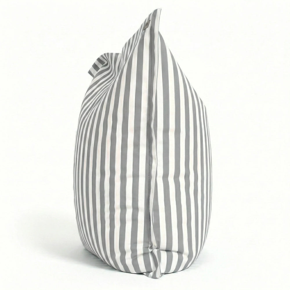 Fodera per Pouf Gigante XXL 180x140 Righe Grigio Chiaro, tessuto in poliestere a righe 270 g