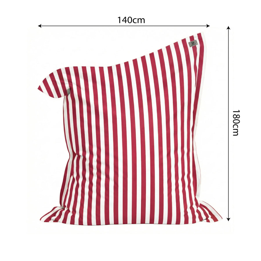 Fodera per Pouf Gigante XXL 180x140 Righe Rosso, per interno ed esterno