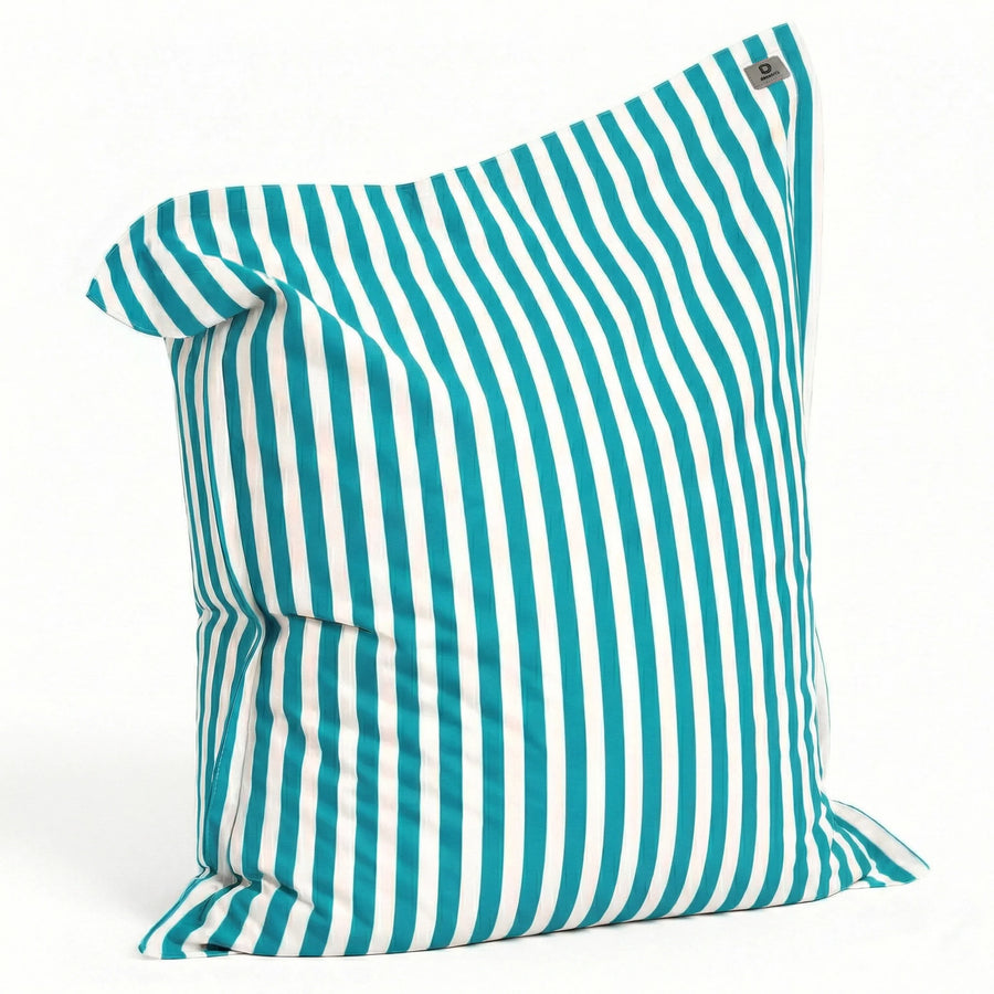 Pouf Gigante XXL 180x140 Righe Turchese, tessuto in poliestere a righe 270 g