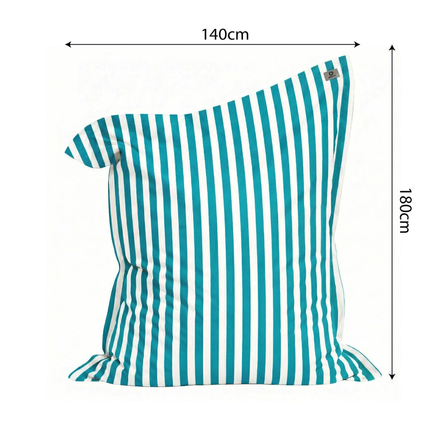 Fodera per Pouf Gigante XXL 180x140 Righe Turchese, per interno ed esterno