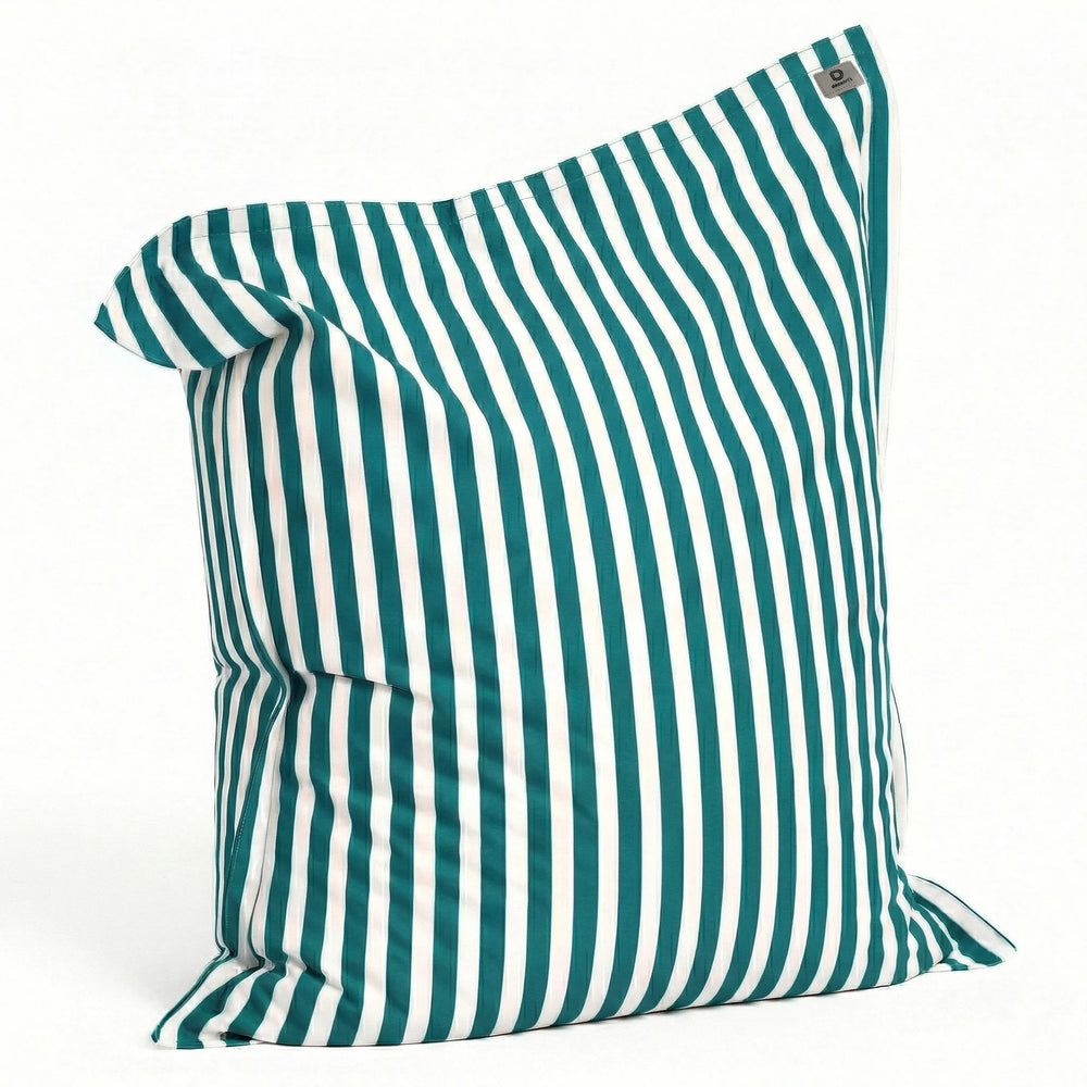 Pouf Gigante XXL 180x140 Righe Verde, tessuto in poliestere a righe 270 g