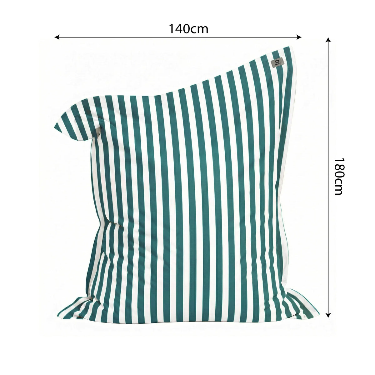 Pouf Gigante XXL 180x140 Righe Verde - Sfoderabile & Anti-UV (Interno / Esterno) – schema con le misure