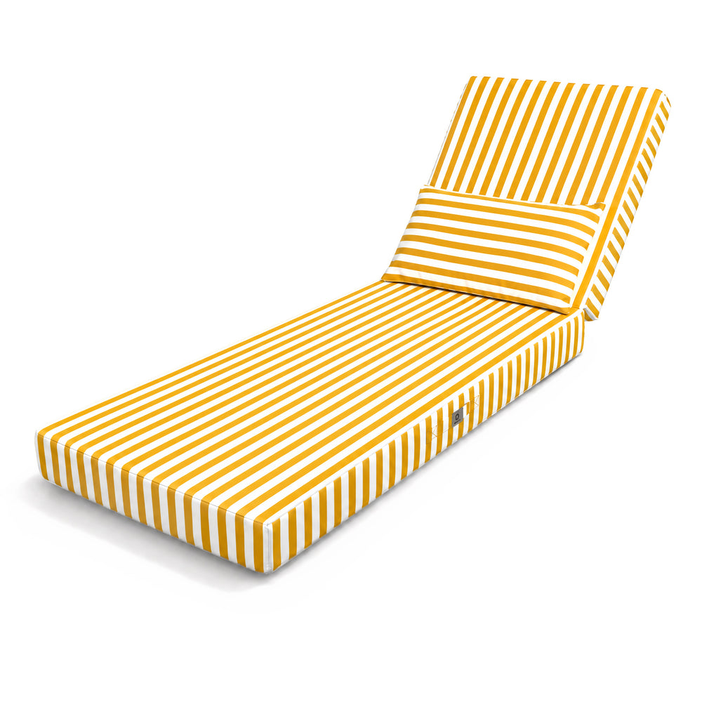 Materassino Sdraio Premium 190x60 Riga Gialla - Spesso 10cm & Poggiatesta (Sfoderabile)