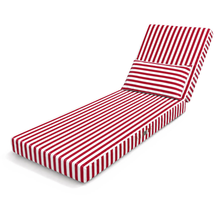 Materassino Sdraio Premium 190x60 Riga Rossa - Spesso 10cm & Poggiatesta (Sfoderabile)