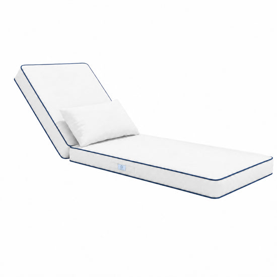 Materassino Premium Lettino 190x60 Bianco - Spessore 10cm & Poggiatesta (Sfoderabile)