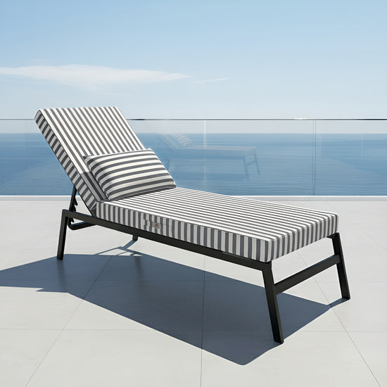 Coussin bain de soleil premium avec coussin - Rayures Gris Foncés - Déco Arts