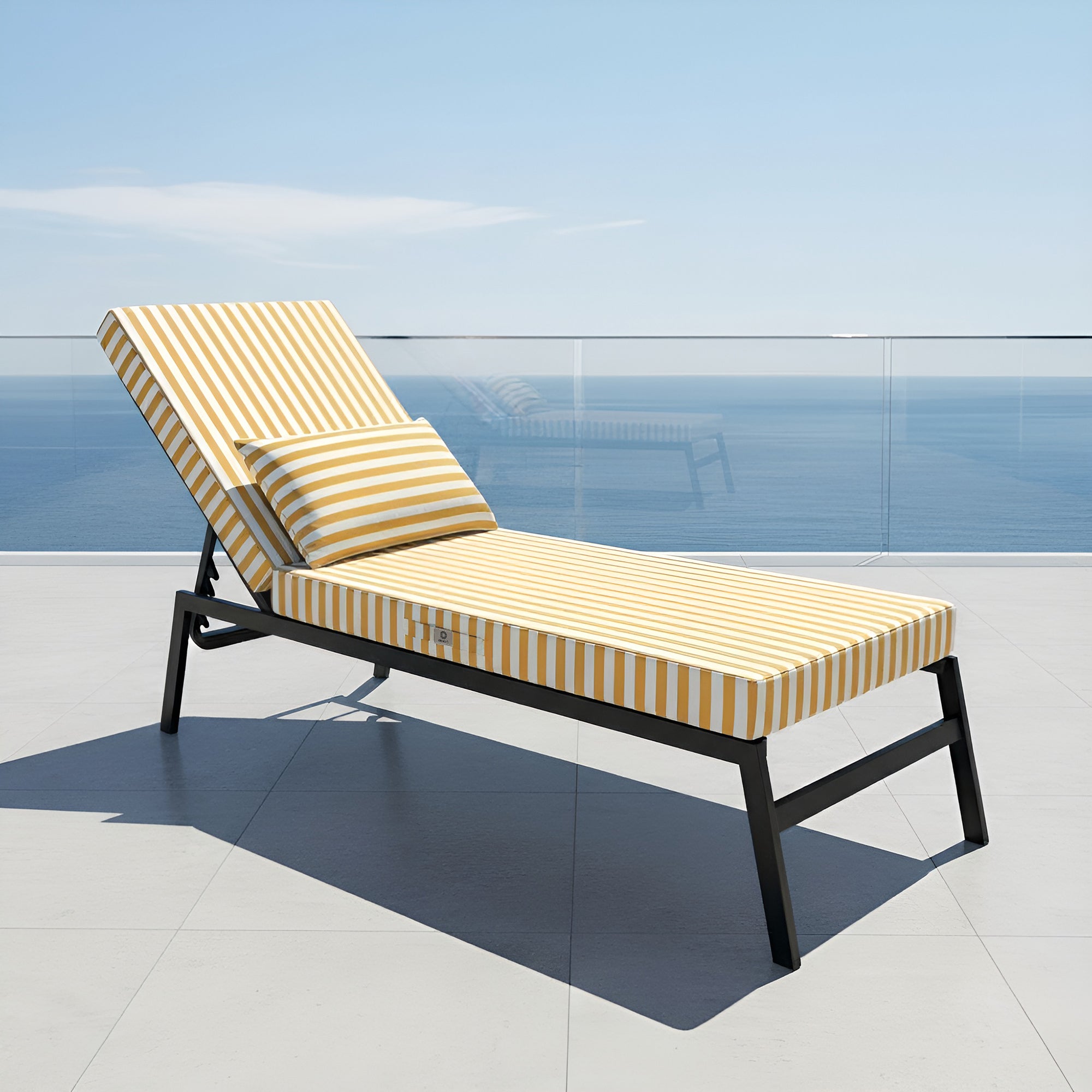 Coussin bain de soleil premium avec coussin - Rayures Jaunes - Déco Arts