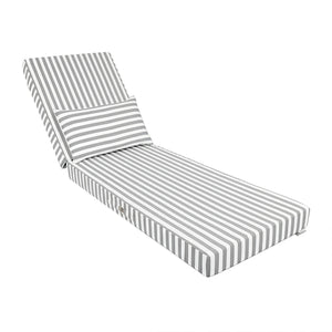 Materassino Sdraio Premium 190x60 Riga Grigio Chiaro - Spesso 10cm & Poggiatesta (Sfoderabile)