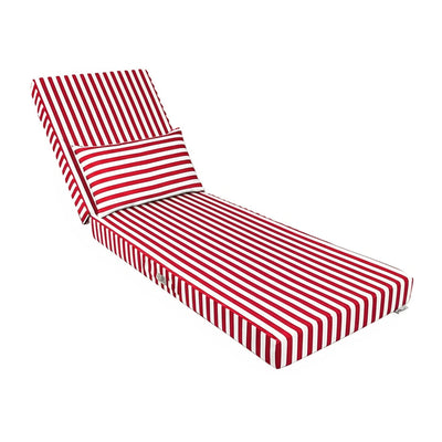 Matelas transat rouge pour bains de soleil, 190x60 cm, épais 10 cm avec têtière déhoussable, par Deco-arts.fr