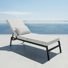 Matelas Transat Premium 190x60 Rayure Gris Clair - Épais 10cm & Têtière (Déhoussable)