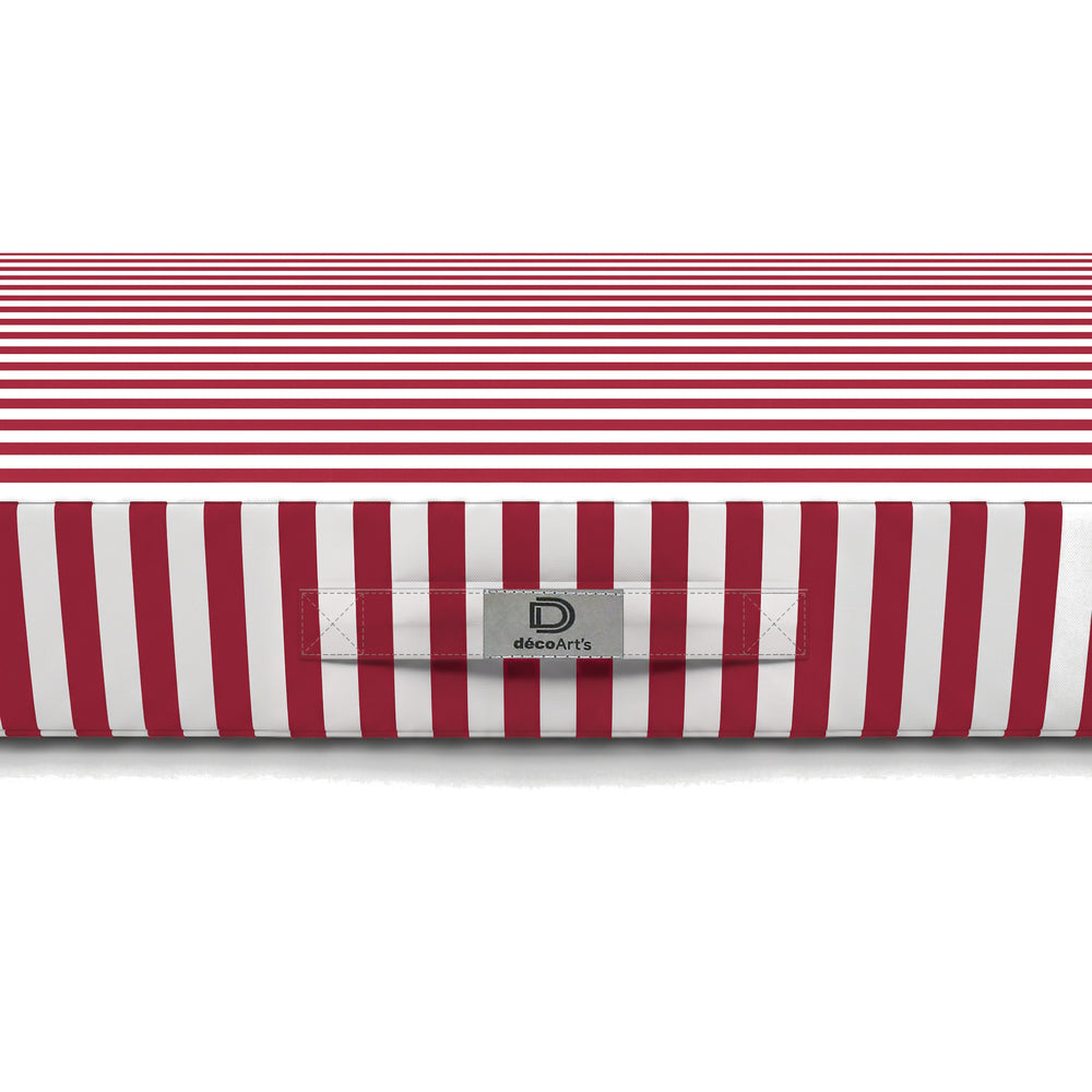 Maniglia di trasporto del materassino per lettino, righe rosse, con l'etichetta Deco Arts