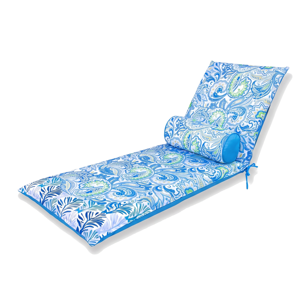 Materassino Sdraio 195x60 Motivo Arabesco + Cuscino Cilindrico - Anti-UV & Idrorepellente
