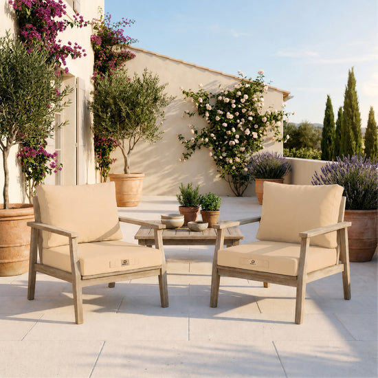 Set Cuscini Salotto da Giardino 50x50 Beige - Sfoderabile & Anti-UV (Seduta + Schienale)