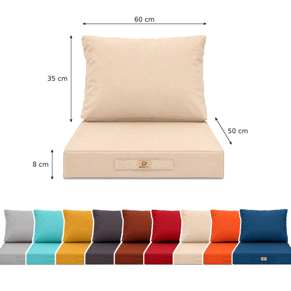 Set Cuscini Salotto da Giardino 50x60 Beige - Larghezza 60 cm (Seduta + Schienale)