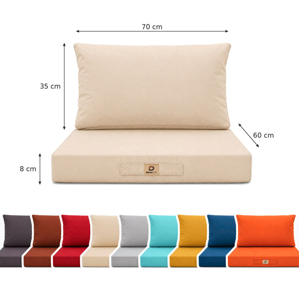 Set Cuscini Salotto da Giardino 60x70 Beige - Sfoderabile & Anti-UV (Seduta + Schienale)