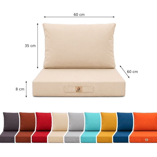 Set Cuscini Salotto da Giardino 60x60 Beige - Sfoderabile & Anti-UV (Seduta + Schienale)