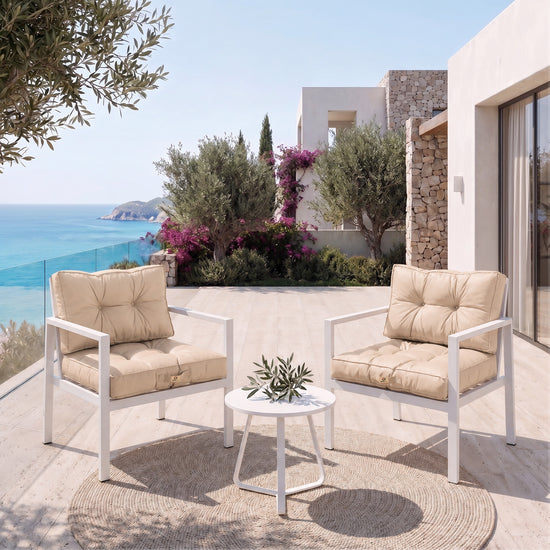 Set Cuscini Trapuntati 50x50 Beige - Spesso 15cm & Morbido (Seduta + Schienale)