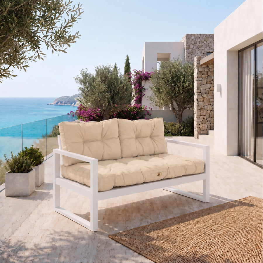 Set Cuscini Trapuntati per Panchina 100x50 Beige - Spesso 15cm (1 Seduta + 2 Schienali)