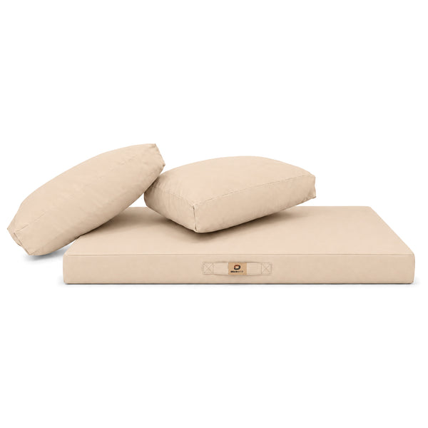 Set Cuscini Salotto da Giardino 100x50 Beige - Sfoderabile & Anti-UV (1 Seduta + 2 Schienali)