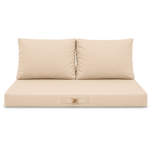 Set Cuscini Salotto da Giardino 100x50 Beige - Sfoderabile & Anti-UV (1 Seduta + 2 Schienali)