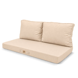 Set Cuscini Salotto da Giardino 100x50 Beige - Sfoderabile & Anti-UV (1 Seduta + 2 Schienali)
