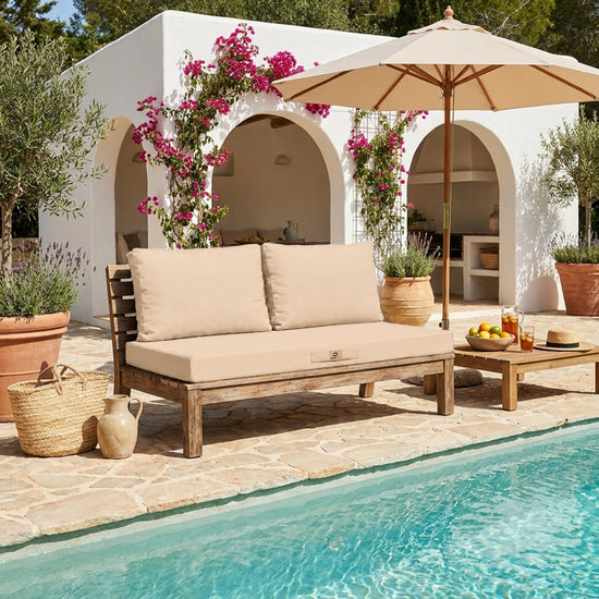 Set Cuscini Salotto da Giardino 120x60 Beige - Sfoderabile & Anti-UV (1 Seduta + 2 Schienali)