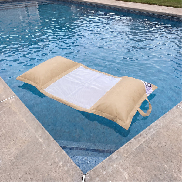 Pouf Galleggiante Piscina XXL 170x90 Beige - Materassino Amaca a Perle (Comfort Adulto)