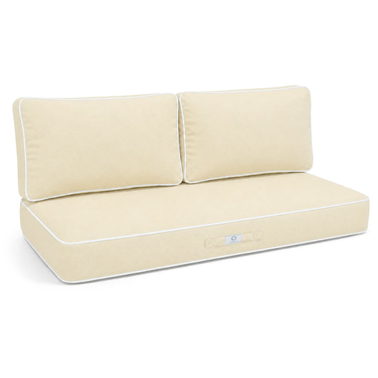 Set Cuscini Premium 120x60 Giallo Beurre - 1 Seduta + 2 Schienali (Spesso 12cm & Passepoil)