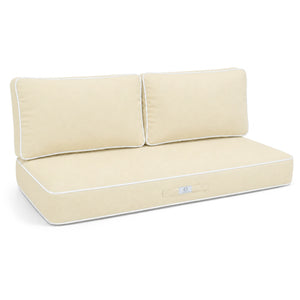 Set Cuscini Premium 100x50 Giallo Beurre - 1 Seduta + 2 Schienali (Spesso 12cm & Passepoil)