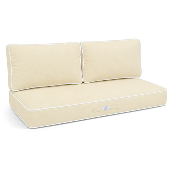 Set Cuscini Premium 100x50 Giallo Beurre - 1 Seduta + 2 Schienali (Spesso 12cm & Passepoil)