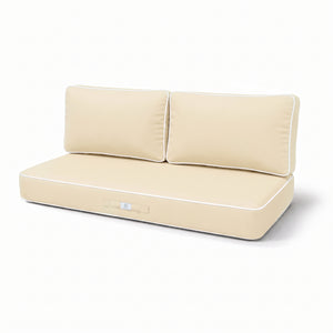 Set Cuscini Premium 100x50 Giallo Beurre - 1 Seduta + 2 Schienali (Spesso 12cm & Passepoil)