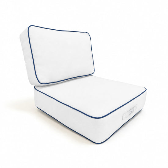 Set Cuscini Premium 50x50 Bianco - Spesso 12cm & Finitura con Profilo