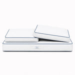 Set Cuscini Premium 120x60 Bianco - 1 Seduta + 2 Schienali (Spesso 12cm & Passepoil)