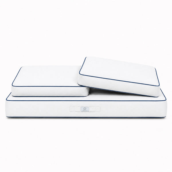 Set Cuscini Premium 120x60 Bianco - 1 Seduta + 2 Schienali (Spesso 12cm & Passepoil)