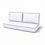 Set Cuscini Premium 100x50 Bianco - 1 Seduta + 2 Schienali (Spesso 12cm & Passepoil)