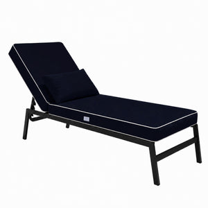 Materassino Premium Lettino 190x60 Blu Marino - Spessore 10cm & Poggiatesta (Sfoderabile)