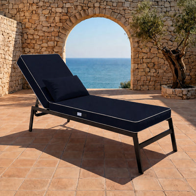 Materassino Premium Lettino 190x60 Blu Marino - Spessore 10cm & Poggiatesta (Sfoderabile)