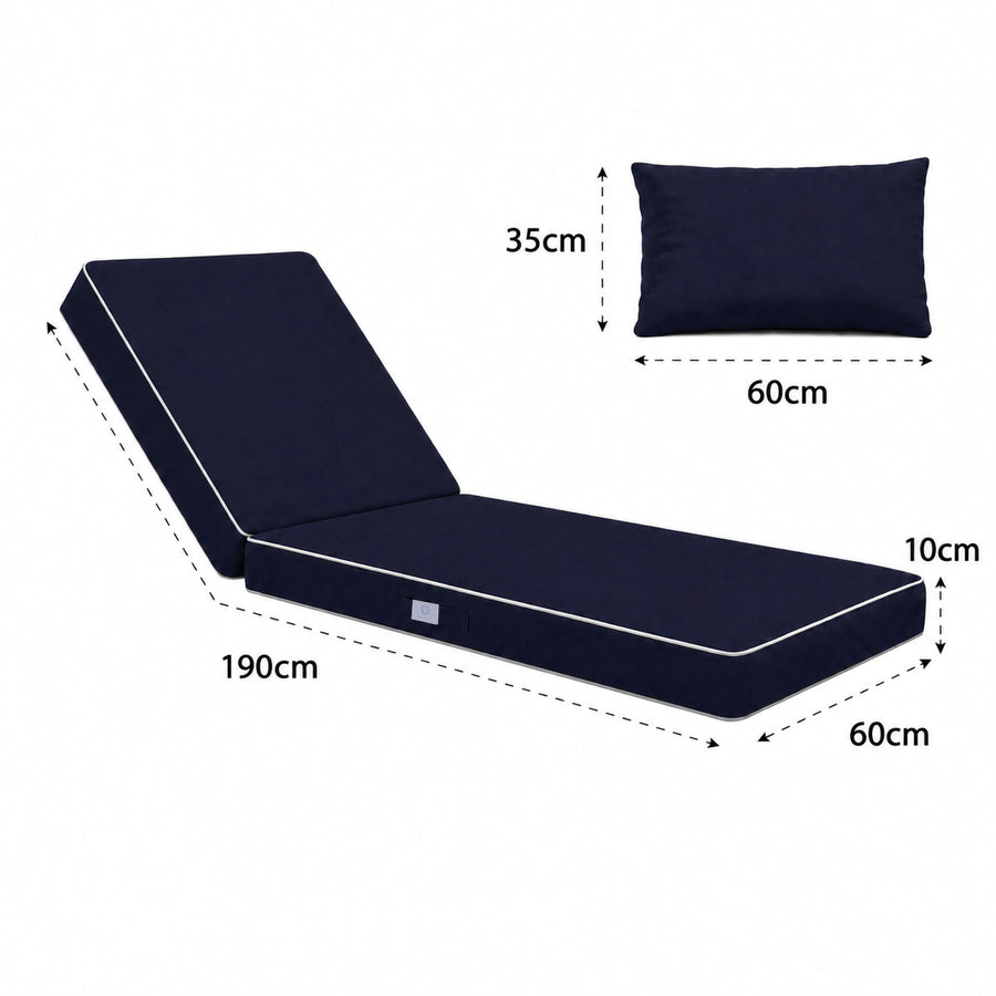 Materassino Premium Lettino 190x60 Blu Marino, imbottitura in schiuma ad alta densità