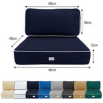 Set Cuscini Premium 60x60 Blu Marino - Spesso 12cm & Finitura con Profilo