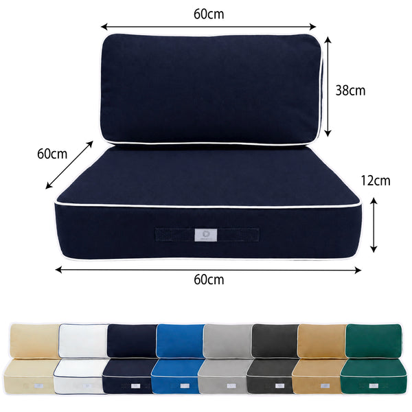 Set Cuscini Premium 60x60 Blu Marino - Spesso 12cm & Finitura con Profilo